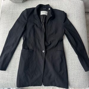 Aritzia Babaton Wool Blazer Black Single Button Tailored Longline Size 4